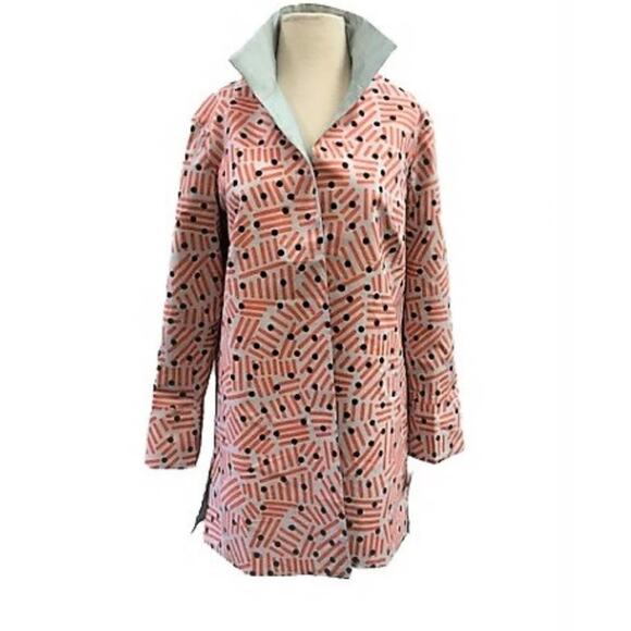 Grace Chuang Jacket Small Cotton Animal Print NEW Art To Wear Grey Orange